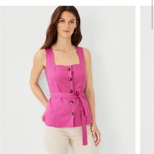 Ann Taylor XSP Linen Belted Top in XSP. Unworn and New with Tags.